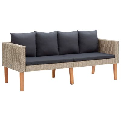 vidaXL 5 Piece Garden Lounge Set with Cushions Poly Rattan Beige