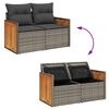 vidaXL 10 Piece Garden Sofa Set with Cushions Grey Poly Rattan Acacia