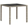 vidaXL Garden Table with Glass Top Light Grey 90x90x75 cm Poly Rattan