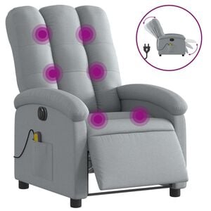 vidaXL Electric Massage Recliner Chair Light Grey Fabric