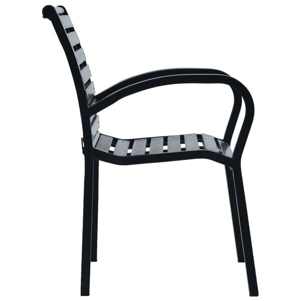 vidaXL Garden Chairs 2 pcs Black Steel and WPC