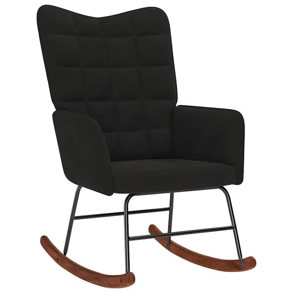 vidaXL Rocking Chair with Stool Black Velvet