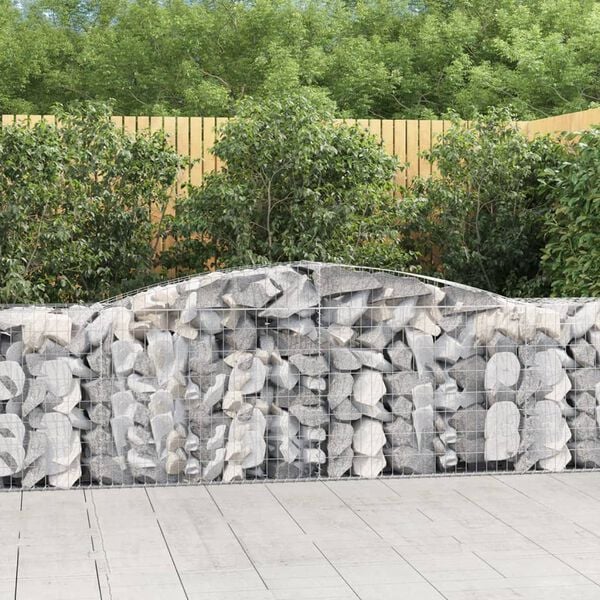 vidaXL Arched Gabion Baskets 7 pcs 400x50x80/100 cm Galvanised Iron