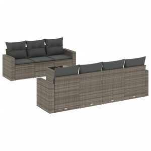 vidaXL 8 Piece Garden Sofa Set with Cushions Grey Poly Rattan