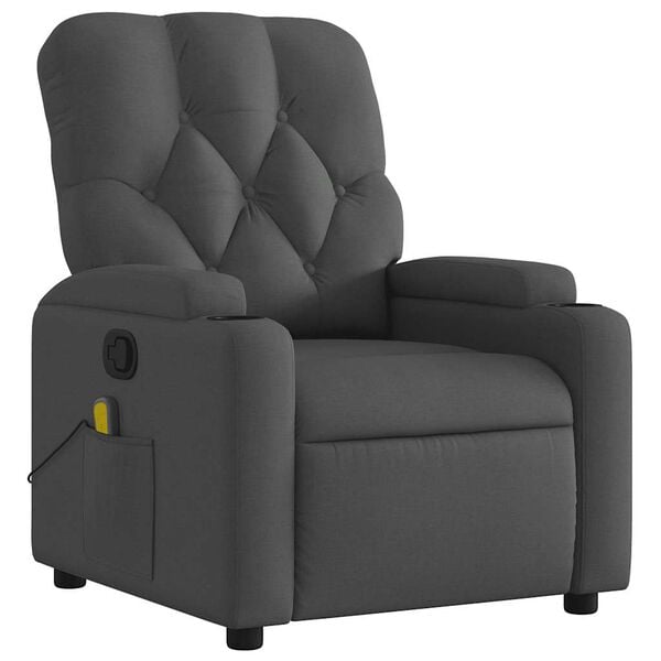 vidaXL Massage Recliner Chair Dark Grey Fabric