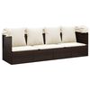 vidaXL Outdoor Lounge Bed with Roof and Cushions Brown Poly Rattan
