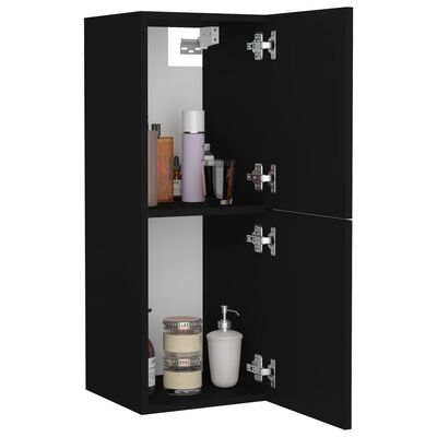 vidaXL Bathroom Cabinet Black 30x30x80 cm Engineered Wood