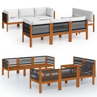 vidaXL 9 Piece Garden Lounge Set with Cushions Cream Solid Acacia Wood