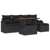 vidaXL Garden Sofa Set Height-Adjustable 6 pcs Black Poly Rattan
