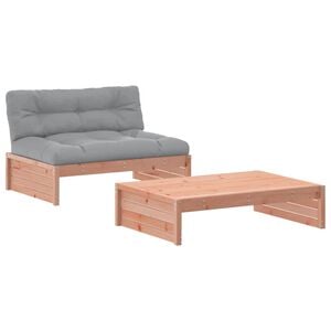 vidaXL 2 Piece Garden Lounge Set with Cushions Solid Wood Douglas