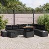 vidaXL Garden Sofa Set with Storage 9 pcs Black Poly rattan