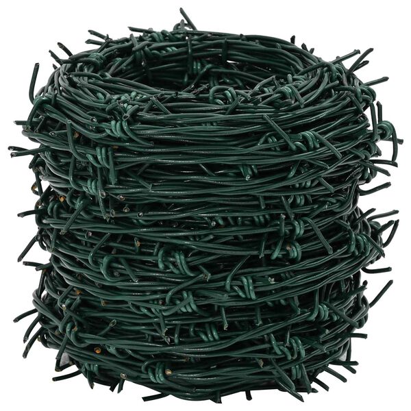 vidaXL Barbed Wire Green 100 m PVC-coated Steel