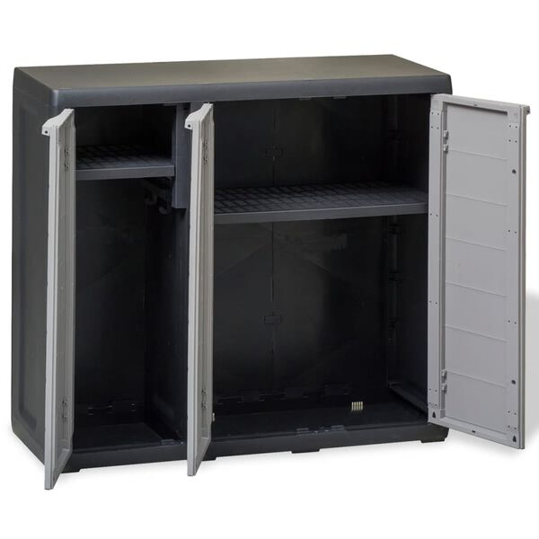 vidaXL Garden Storage Cabinet with 2 Shelves Black and Grey
