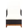vidaXL Sun Lounger Poly Rattan and Solid Acacia Wood Black