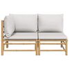 vidaXL 2 Piece Garden Lounge Set with Light Grey Cushions Bamboo