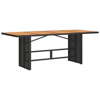 vidaXL Garden Table with Acacia Wood Top Black 190x80x74 cm Poly Rattan