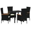 vidaXL Garden Dining Set with Cushion 5 pcs Black Powder-Coated Steel