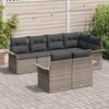 vidaXL Garden Sofa Set with Cushion 7 pcs Grey Poly Rattan