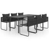 vidaXL 7 Piece Garden Dining Set PVC Rattan Black