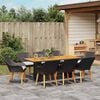 vidaXL Garden Dining Set with Cushion 9 pcs Black Poly Rattan