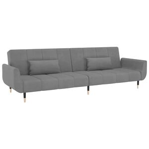 vidaXL 2-Seater Sofa Bed with Two Pillows Light Grey Velvet