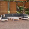 vidaXL 8 Piece Garden Lounge Set with Cushions White Solid Pinewood