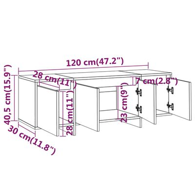 vidaXL TV Cabinet Sonoma Oak 120x30x40.5 cm Engineered Wood