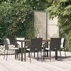 vidaXL 7 Piece Garden Dining Set with Cushions Black Poly Rattan