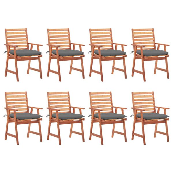 vidaXL Outdoor Dining Chairs 8 pcs with Cushions Solid Acacia Wood