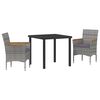 vidaXL Garden Dining Set 3 pcs Grey Poly Rattan