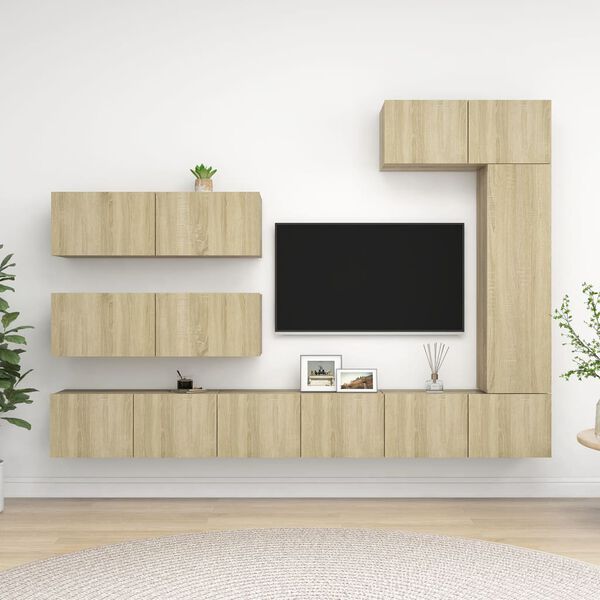vidaXL 7 Piece TV Cabinet Set Sonoma Oak Engineered Wood