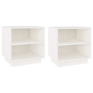 vidaXL Bedside Cabinet | Set of 2 | White | Solid pinewood | Medium