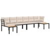 vidaXL 4 Piece Garden Sofa Set with Cushions Black Powder-coated Steel