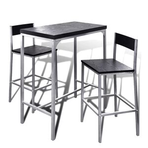 vidaXL Breakfast Bar Set | Black | Steel frame | Compact | Sleek