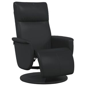 vidaXL Recliner Chair with Footrest Black Faux Leather