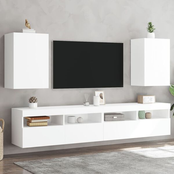 vidaXL TV Wall Cabinets 2 pcs White 40.5x30x60 cm Engineered Wood