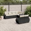 vidaXL 7 Piece Garden Sofa Set with Cushions Black Poly Rattan