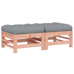 vidaXL Garden Footstools with Cushions 2pcs Solid Wood Douglas