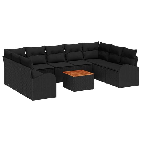 vidaXL Garden Sofa Set 10 pcs Black