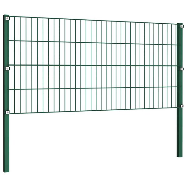 vidaXL Fence Panel with Posts Iron 522x80 cm Green