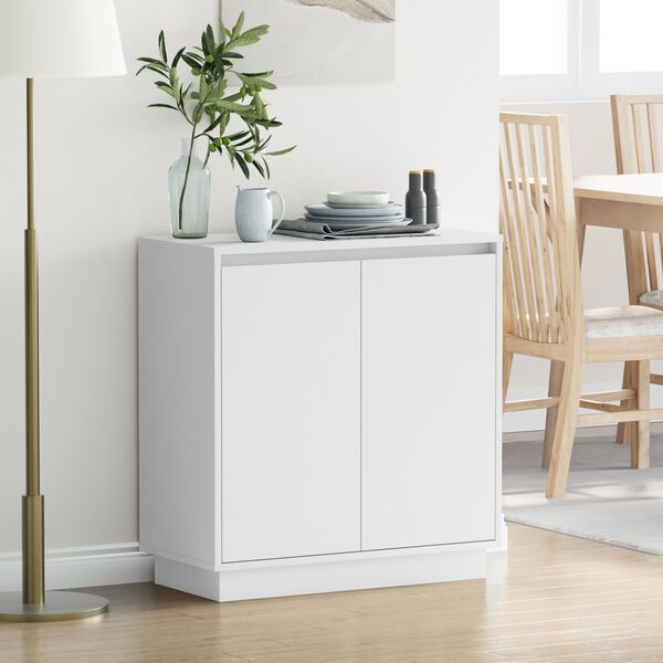 vidaXL LED Sideboard with Door White 71 x 34.5 x 75 cm Engineered Wood