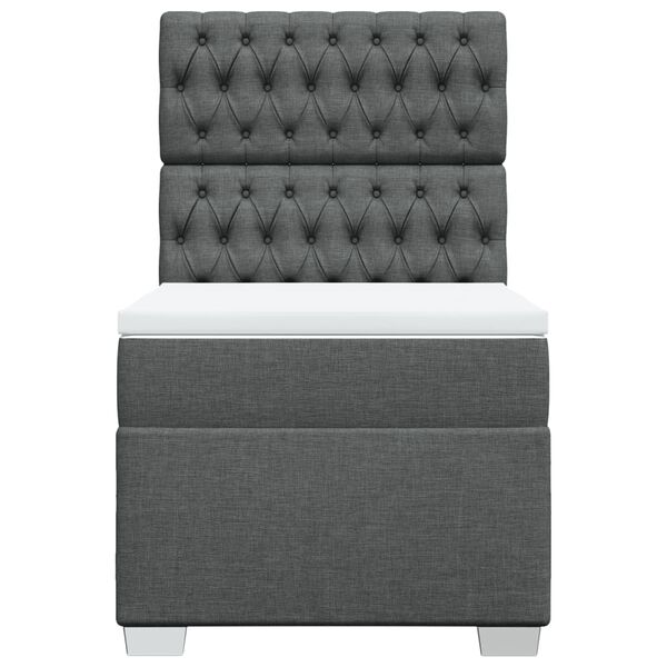 vidaXL Box Spring Bed with Mattress Dark Grey King Single Fabric