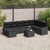 vidaXL Sofa Set with Cushion with Storage Manual Black Poly Rattan