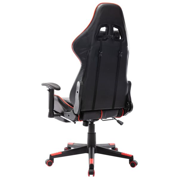 vidaXL Gaming Chair with Footrest Black and Red Artificial Leather