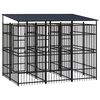 vidaXL Outdoor Dog Kennel with Roof Steel 5.53 m&sup2;