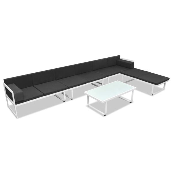 vidaXL 5 Piece Garden Lounge Set Textilene Aluminium Black