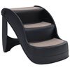 vidaXL Dog Stair | Black | Polypropylene | 3-step | Foldable | Dog Stair