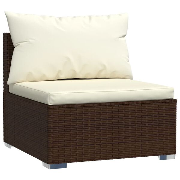 vidaXL 8 Piece Garden Lounge Set with Cushions Brown Poly Rattan
