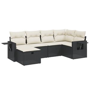 vidaXL 6 Piece Garden Sofa Set with Cushions Black Poly Rattan