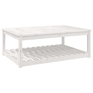 vidaXL Garden Table White 121x82,5x45 cm Solid Wood Pine